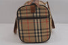 Authentic Burberrys Nova Check Canvas Leather Hand Boston Bag Brown Beige 5087J