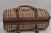 Authentic Burberrys Nova Check Canvas Leather Hand Boston Bag Brown Beige 5087J