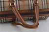 Authentic Burberrys Nova Check Canvas Leather Hand Boston Bag Brown Beige 5087J