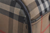 Authentic Burberrys Nova Check Canvas Leather Hand Boston Bag Brown Beige 5087J