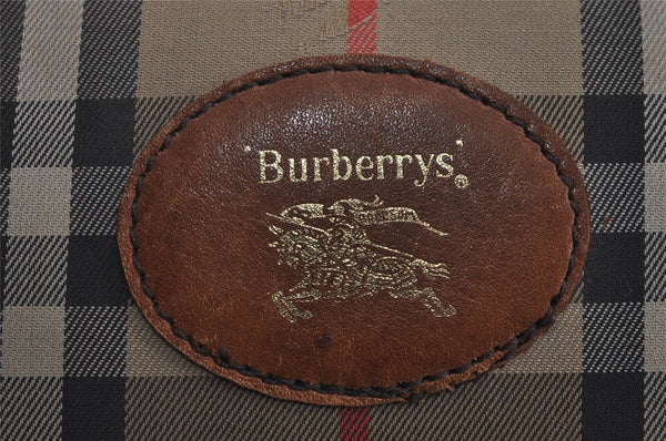 Authentic Burberrys Nova Check Canvas Leather Hand Boston Bag Brown Beige 5087J
