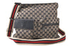 Authentic GUCCI Sherry Line Shoulder Bag GG Canvas Leather 169937 Navy 5087K