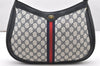 Authentic GUCCI Sherry Line Shoulder Bag GG PVC Leather Navy Blue Junk 5088K