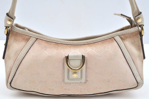 Authentic GUCCI Abbey Shoulder Bag Purse GG Canvas Leather 130939 Pink 5089I