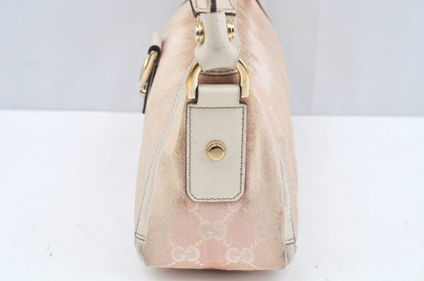 Authentic GUCCI Abbey Shoulder Bag Purse GG Canvas Leather 130939 Pink 5089I