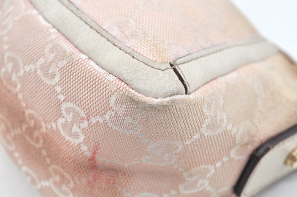 Authentic GUCCI Abbey Shoulder Bag Purse GG Canvas Leather 130939 Pink 5089I