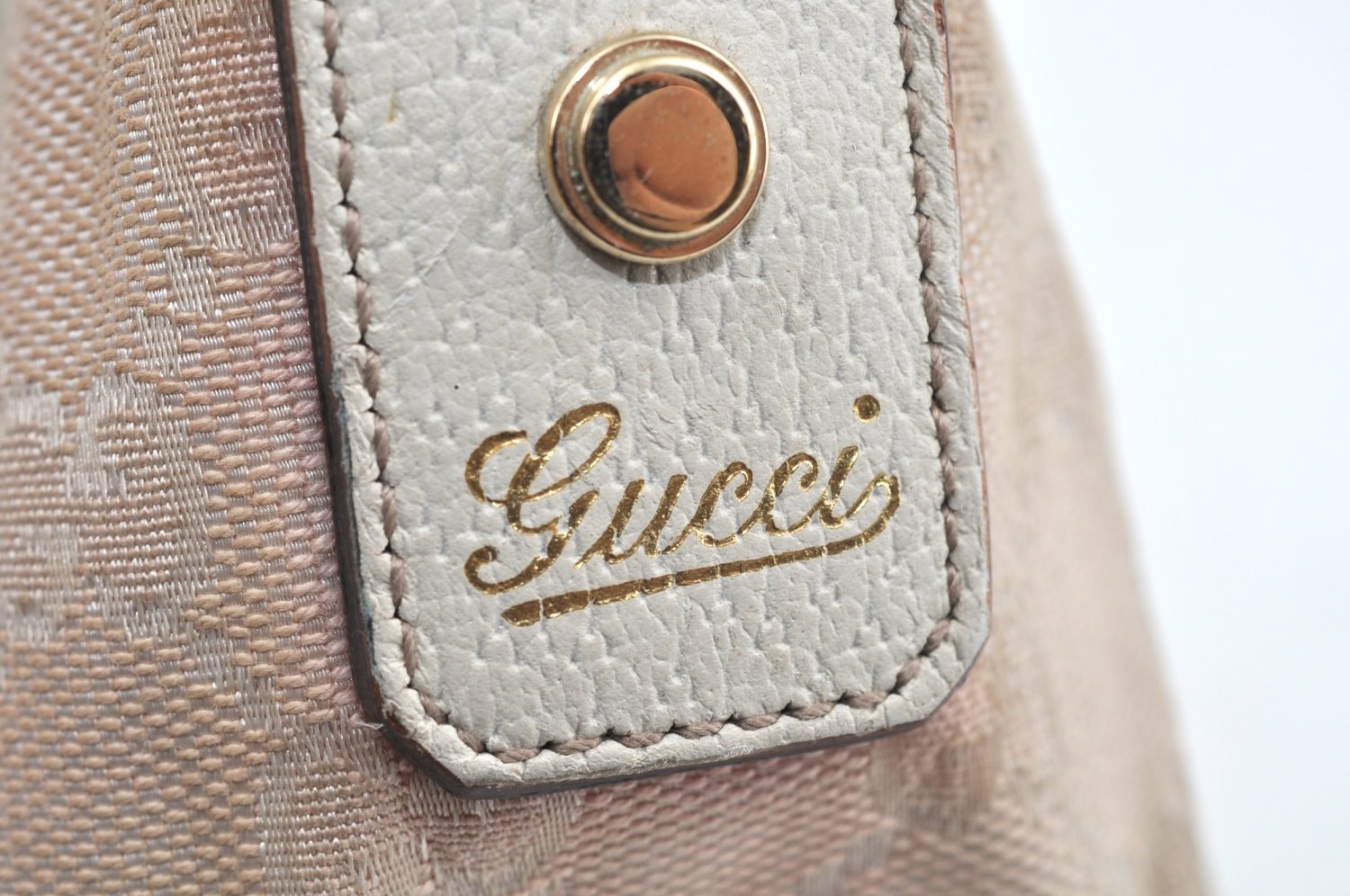 Authentic GUCCI Abbey Shoulder Bag Purse GG Canvas Leather 130939 Pink 5089I