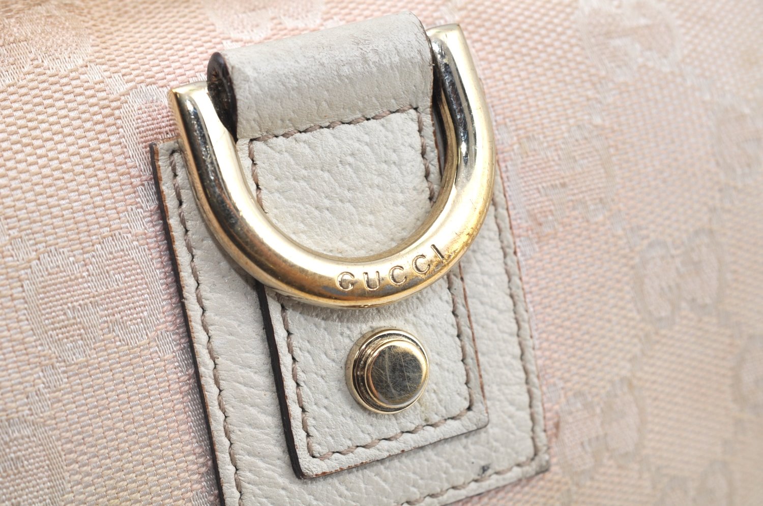 Authentic GUCCI Abbey Shoulder Bag Purse GG Canvas Leather 130939 Pink 5089I