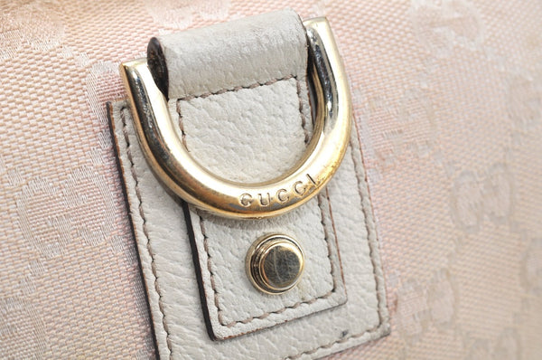 Authentic GUCCI Abbey Shoulder Bag Purse GG Canvas Leather 130939 Pink 5089I