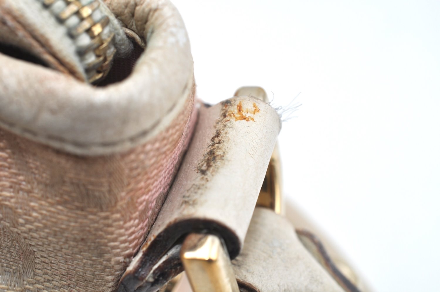 Authentic GUCCI Abbey Shoulder Bag Purse GG Canvas Leather 130939 Pink 5089I