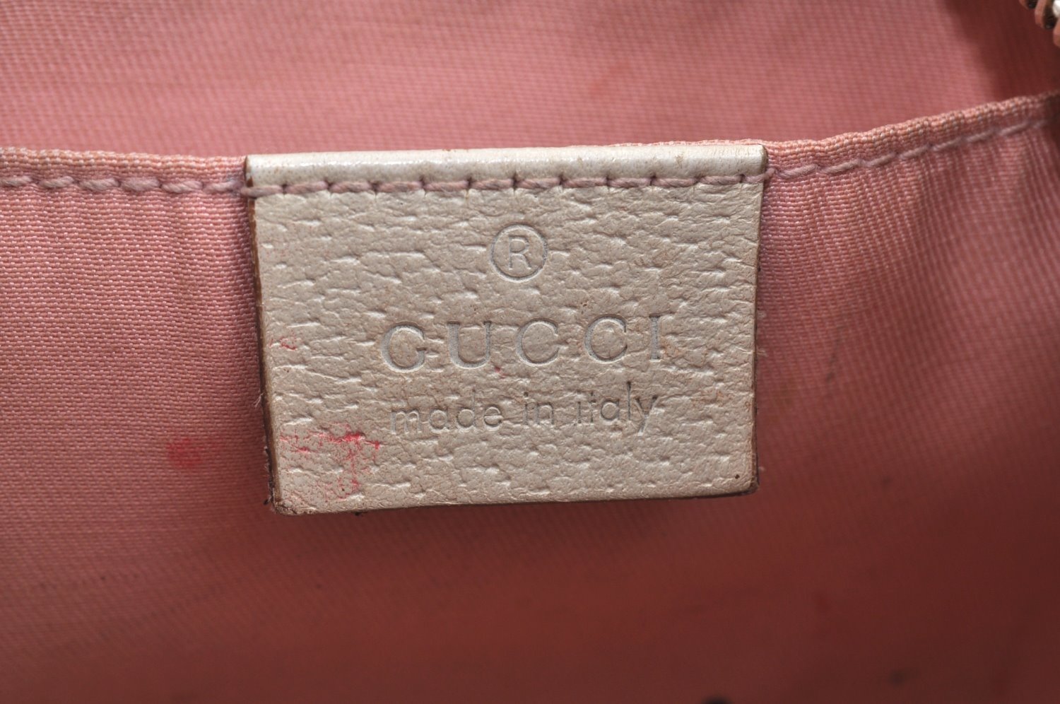Authentic GUCCI Abbey Shoulder Bag Purse GG Canvas Leather 130939 Pink 5089I