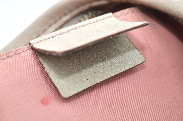 Authentic GUCCI Abbey Shoulder Bag Purse GG Canvas Leather 130939 Pink 5089I