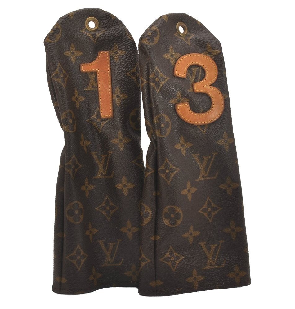 Auth Louis Vuitton Monogram Protege-bois No1 No3 Golf Club Head Cover 2Set 5090J