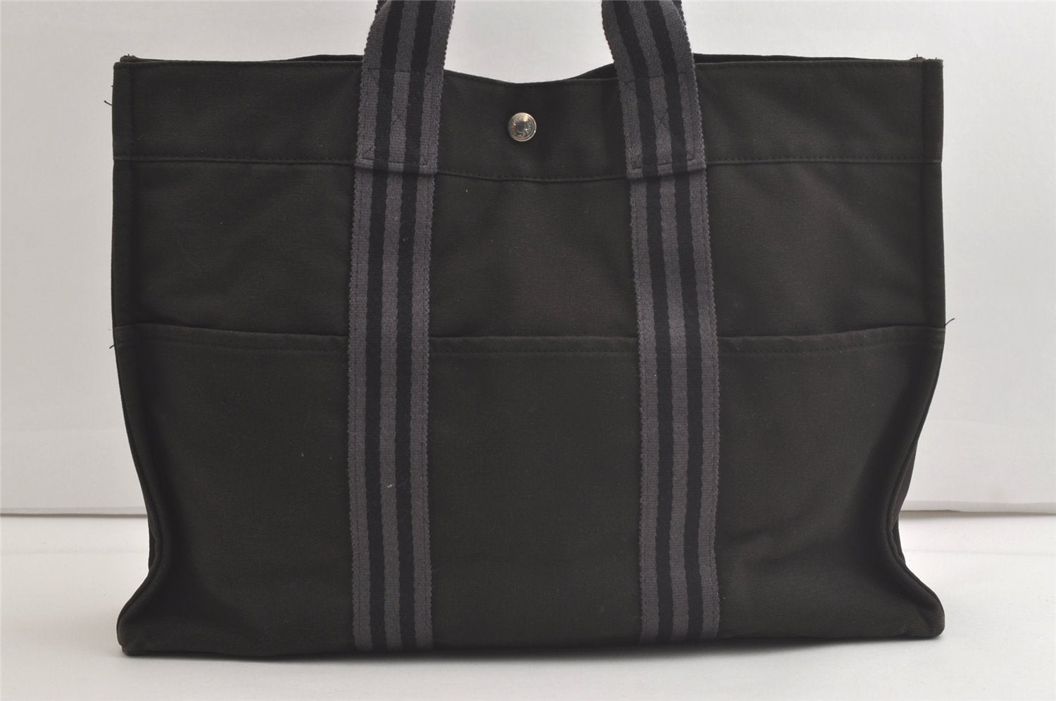 Authentic HERMES Fourre Tout MM Hand Tote Bag Canvas Black 5093K