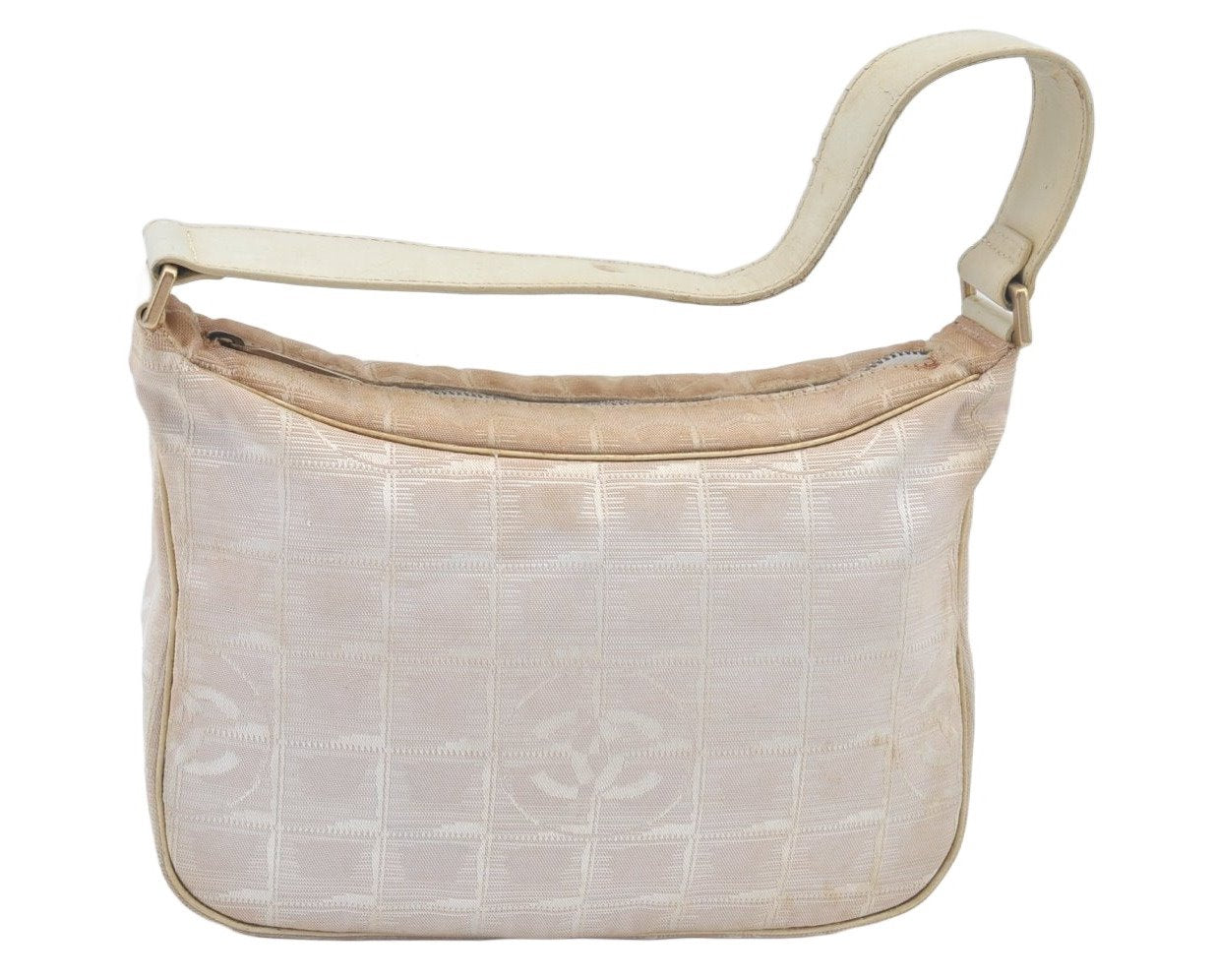 Authentic CHANEL Vintage New Travel Line Shoulder Hand Bag Purse Beige 5095J