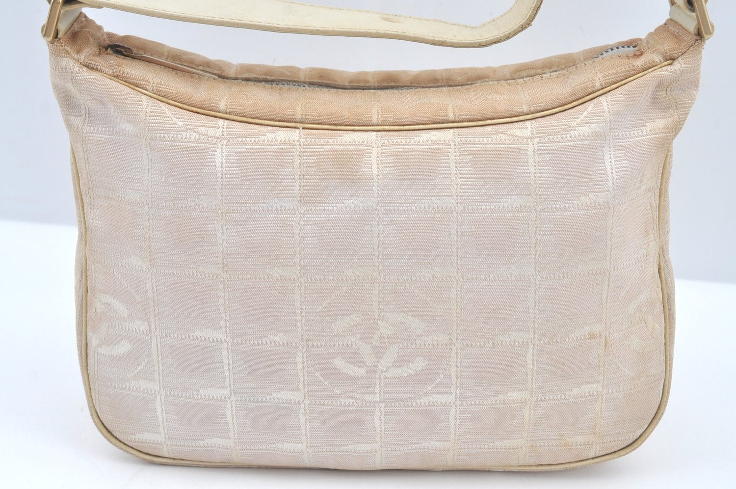 Authentic CHANEL Vintage New Travel Line Shoulder Hand Bag Purse Beige 5095J