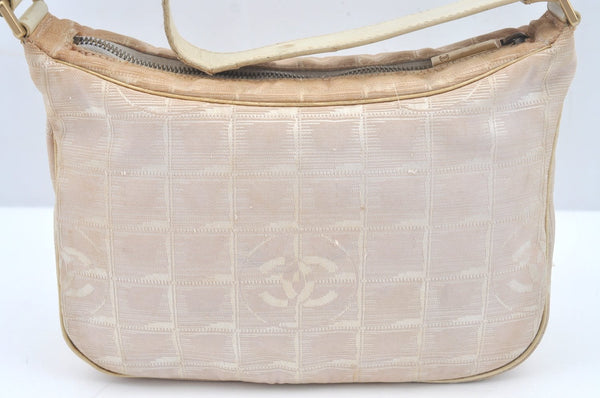Authentic CHANEL Vintage New Travel Line Shoulder Hand Bag Purse Beige 5095J