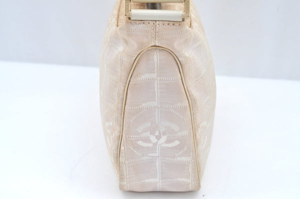 Authentic CHANEL Vintage New Travel Line Shoulder Hand Bag Purse Beige 5095J