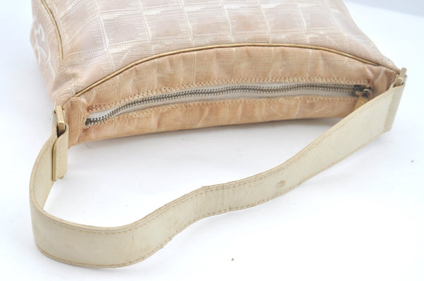 Authentic CHANEL Vintage New Travel Line Shoulder Hand Bag Purse Beige 5095J