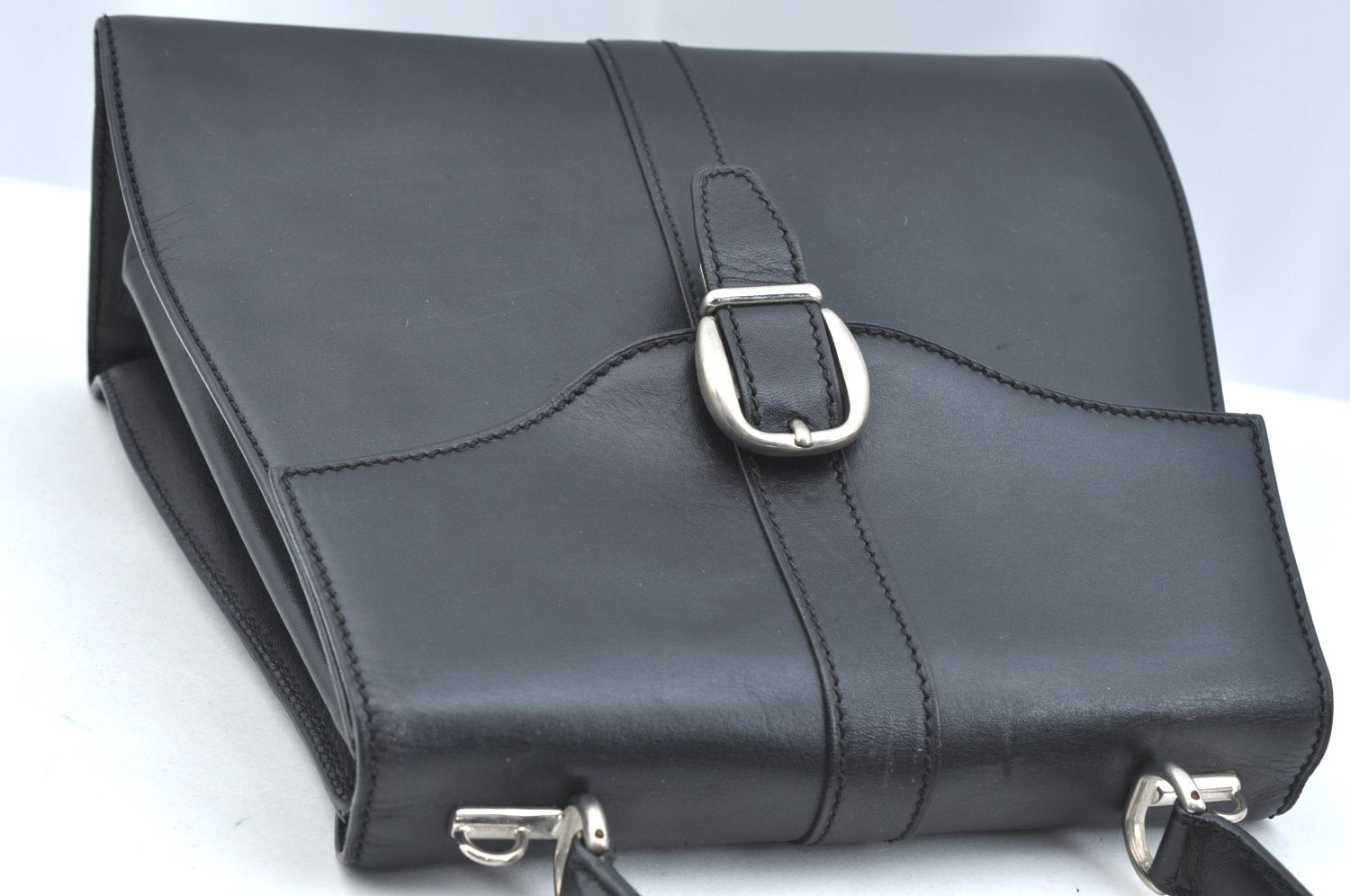 Authentic GUCCI Vintage 2Way Shoulder Hand Bag Purse Leather Black 5098H