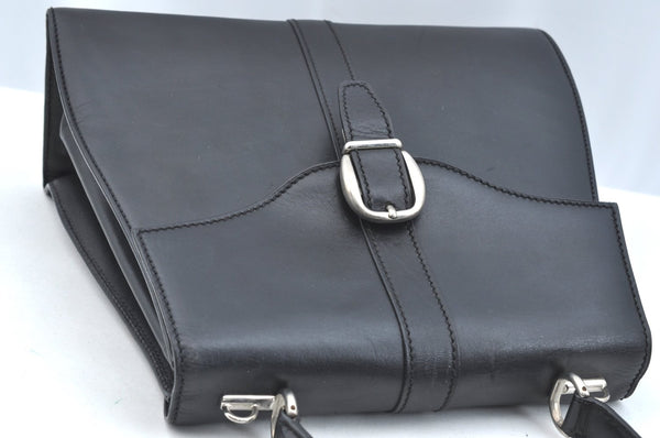 Authentic GUCCI Vintage 2Way Shoulder Hand Bag Purse Leather Black 5098H