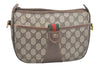 Authentic GUCCI Web Sherry Line Shoulder Bag GG PVC Leather Brown Junk 5098J