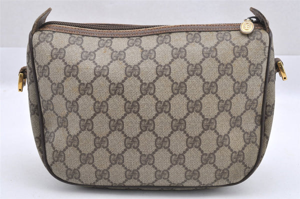 Authentic GUCCI Web Sherry Line Shoulder Bag GG PVC Leather Brown Junk 5098J