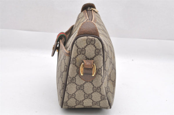 Authentic GUCCI Web Sherry Line Shoulder Bag GG PVC Leather Brown Junk 5098J