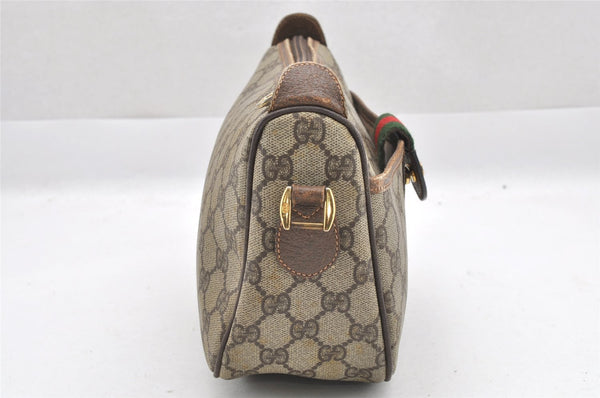 Authentic GUCCI Web Sherry Line Shoulder Bag GG PVC Leather Brown Junk 5098J