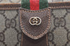 Authentic GUCCI Web Sherry Line Shoulder Bag GG PVC Leather Brown Junk 5098J