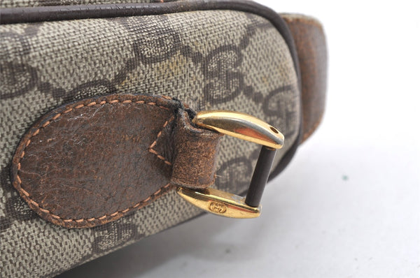 Authentic GUCCI Web Sherry Line Shoulder Bag GG PVC Leather Brown Junk 5098J