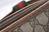 Authentic GUCCI Web Sherry Line Shoulder Bag GG PVC Leather Brown Junk 5098J