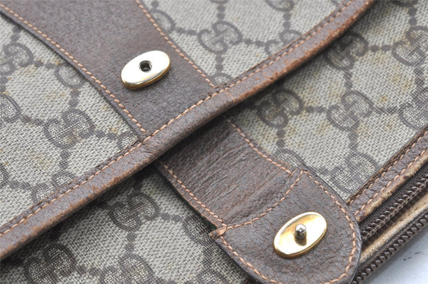 Authentic GUCCI Web Sherry Line Shoulder Bag GG PVC Leather Brown Junk 5098J
