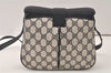 Authentic GUCCI Sherry Line Shoulder Bag GG PVC Leather Navy Blue Junk 5098K