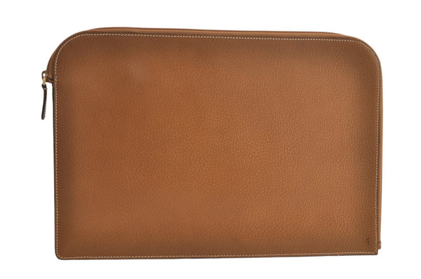Authentic GUCCI Vintage Clutch Documents Case Leather Brown 5099K