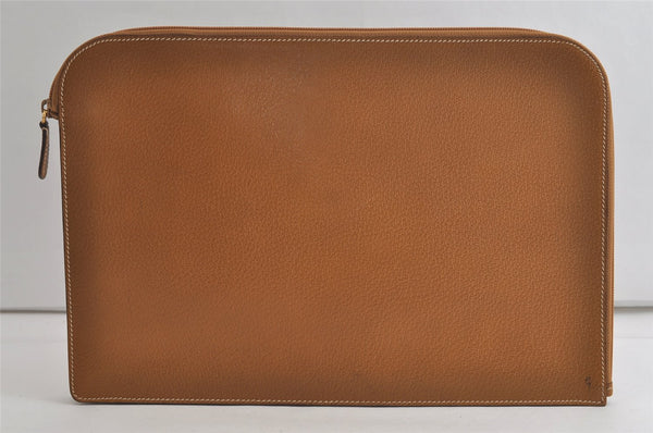Authentic GUCCI Vintage Clutch Documents Case Leather Brown 5099K
