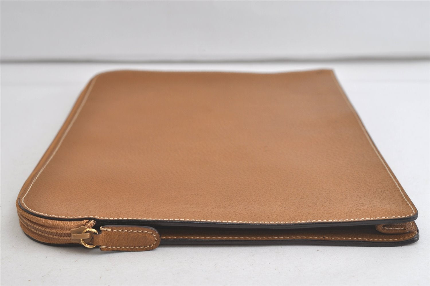 Authentic GUCCI Vintage Clutch Documents Case Leather Brown 5099K