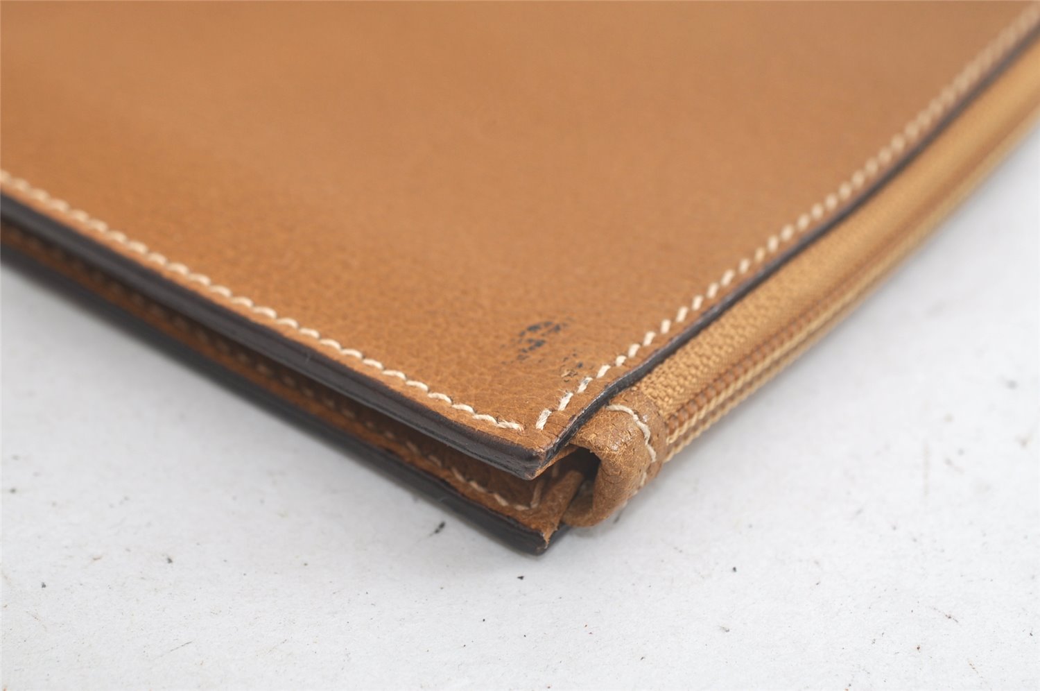 Authentic GUCCI Vintage Clutch Documents Case Leather Brown 5099K