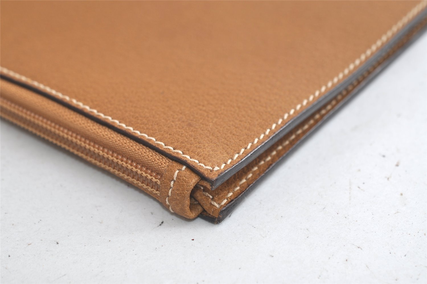 Authentic GUCCI Vintage Clutch Documents Case Leather Brown 5099K