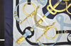 Authentic HERMES Carre 90 Scarf "Eperon d' or" Silk Navy 5101J