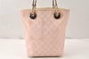 Authentic GUCCI Eclipse Shoulder Tote Bag GG Canvas Leather 120840 Pink 5101K