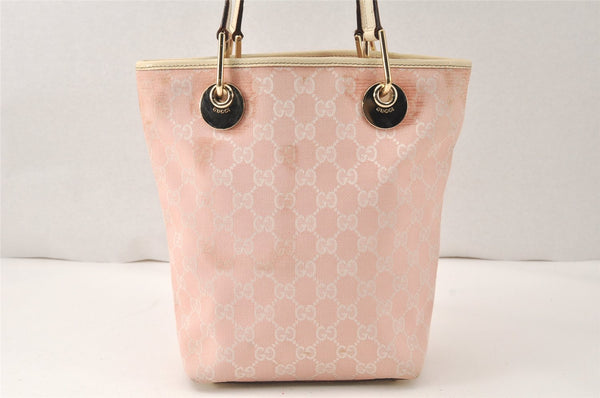 Authentic GUCCI Eclipse Shoulder Tote Bag GG Canvas Leather 120840 Pink 5101K