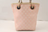 Authentic GUCCI Eclipse Shoulder Tote Bag GG Canvas Leather 120840 Pink 5101K