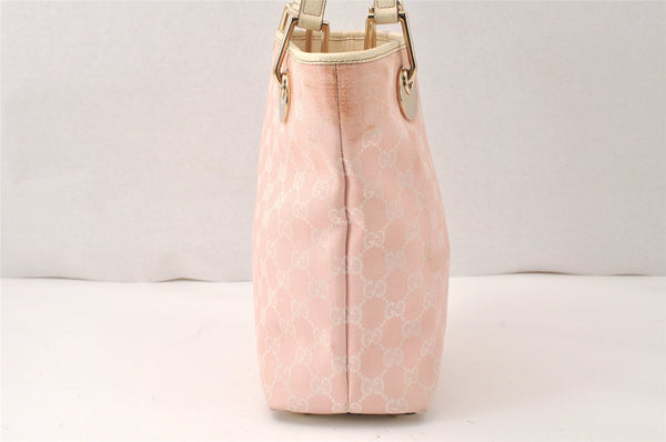 Authentic GUCCI Eclipse Shoulder Tote Bag GG Canvas Leather 120840 Pink 5101K