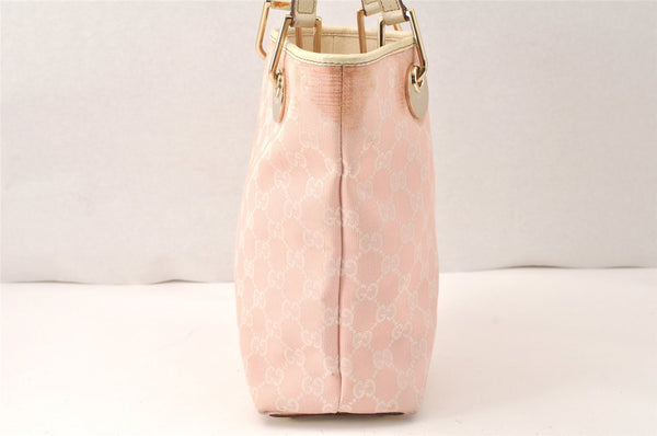 Authentic GUCCI Eclipse Shoulder Tote Bag GG Canvas Leather 120840 Pink 5101K