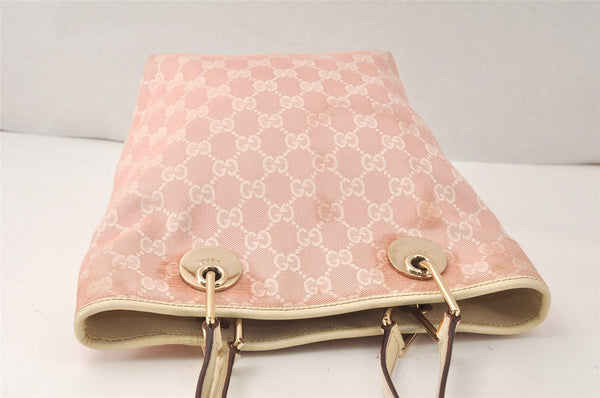 Authentic GUCCI Eclipse Shoulder Tote Bag GG Canvas Leather 120840 Pink 5101K
