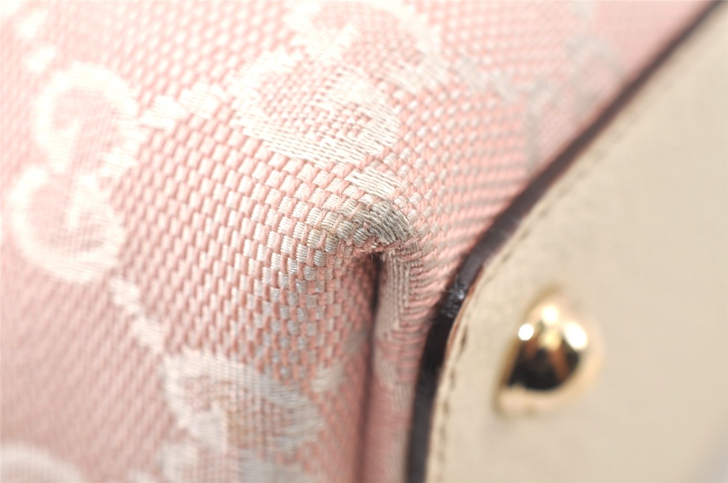 Authentic GUCCI Eclipse Shoulder Tote Bag GG Canvas Leather 120840 Pink 5101K