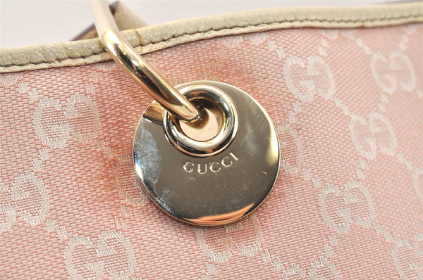 Authentic GUCCI Eclipse Shoulder Tote Bag GG Canvas Leather 120840 Pink 5101K