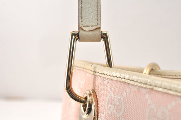 Authentic GUCCI Eclipse Shoulder Tote Bag GG Canvas Leather 120840 Pink 5101K