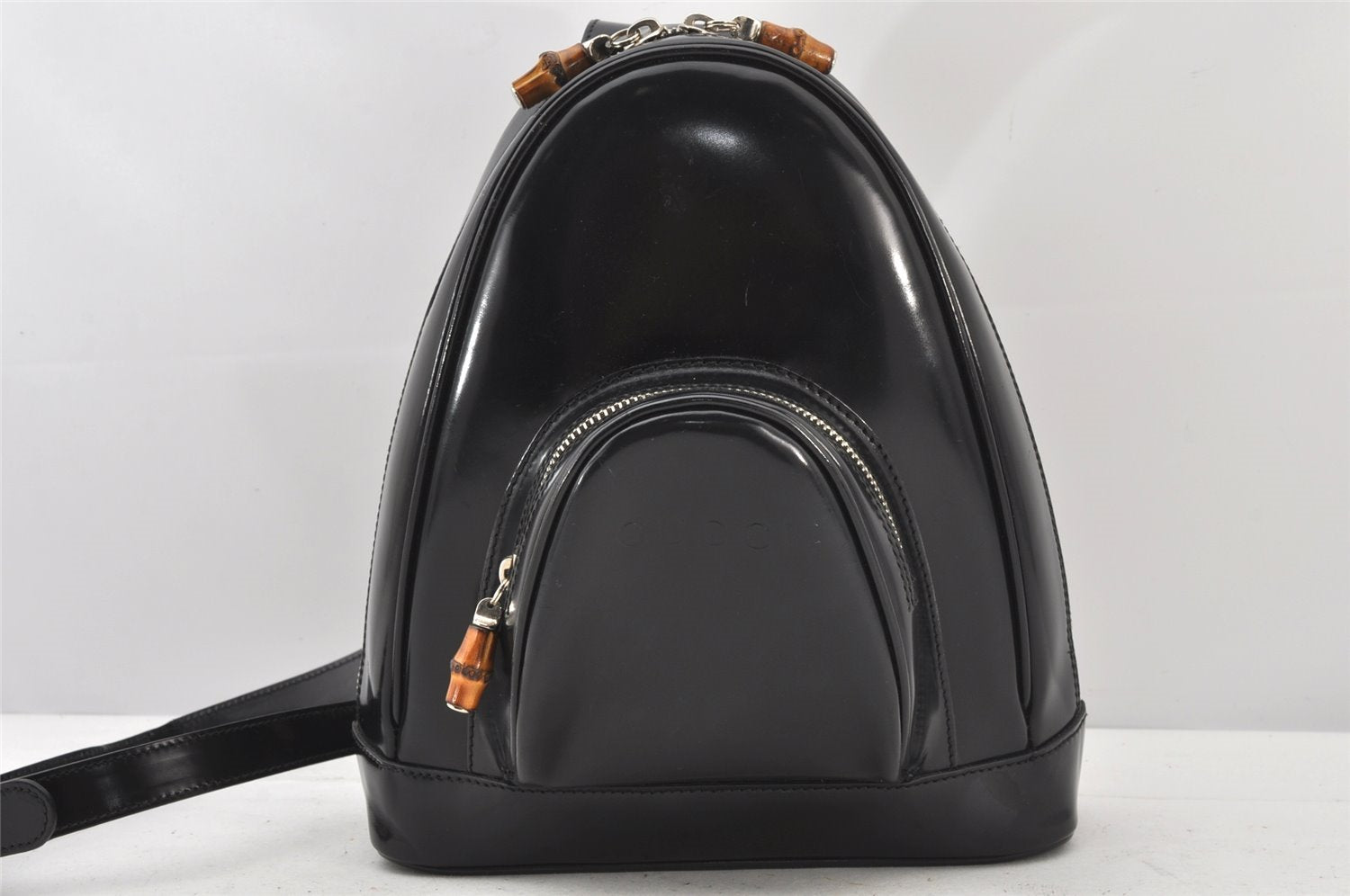 Authentic GUCCI Bamboo Vintage Backpack Purse Leather Black Junk 5102K